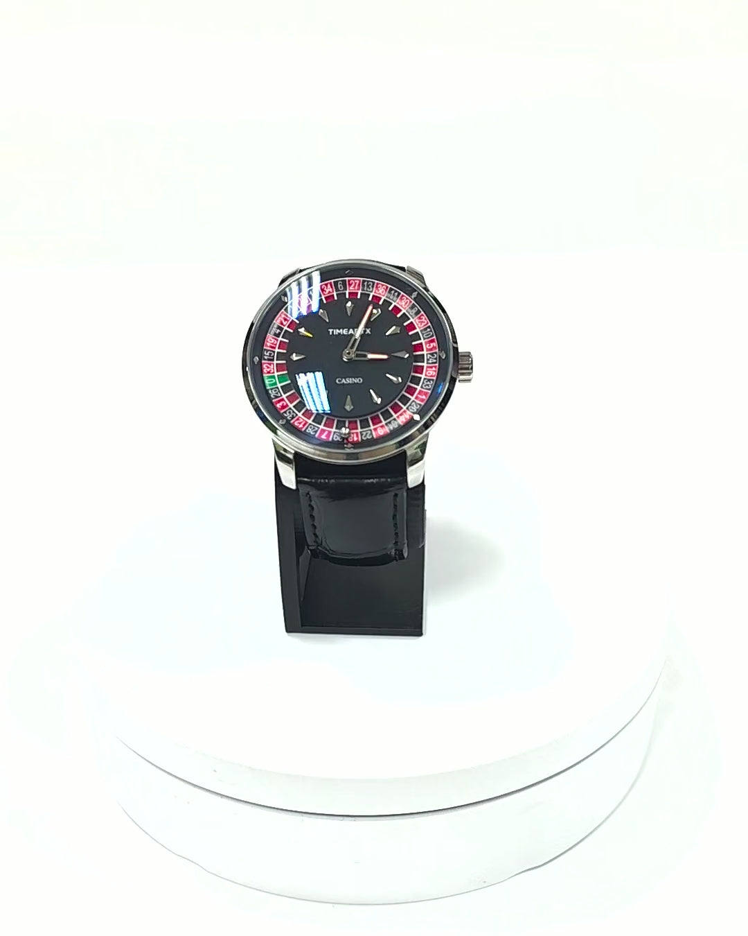 TIMEARTX Roulette Watch Black Leather rotating product view