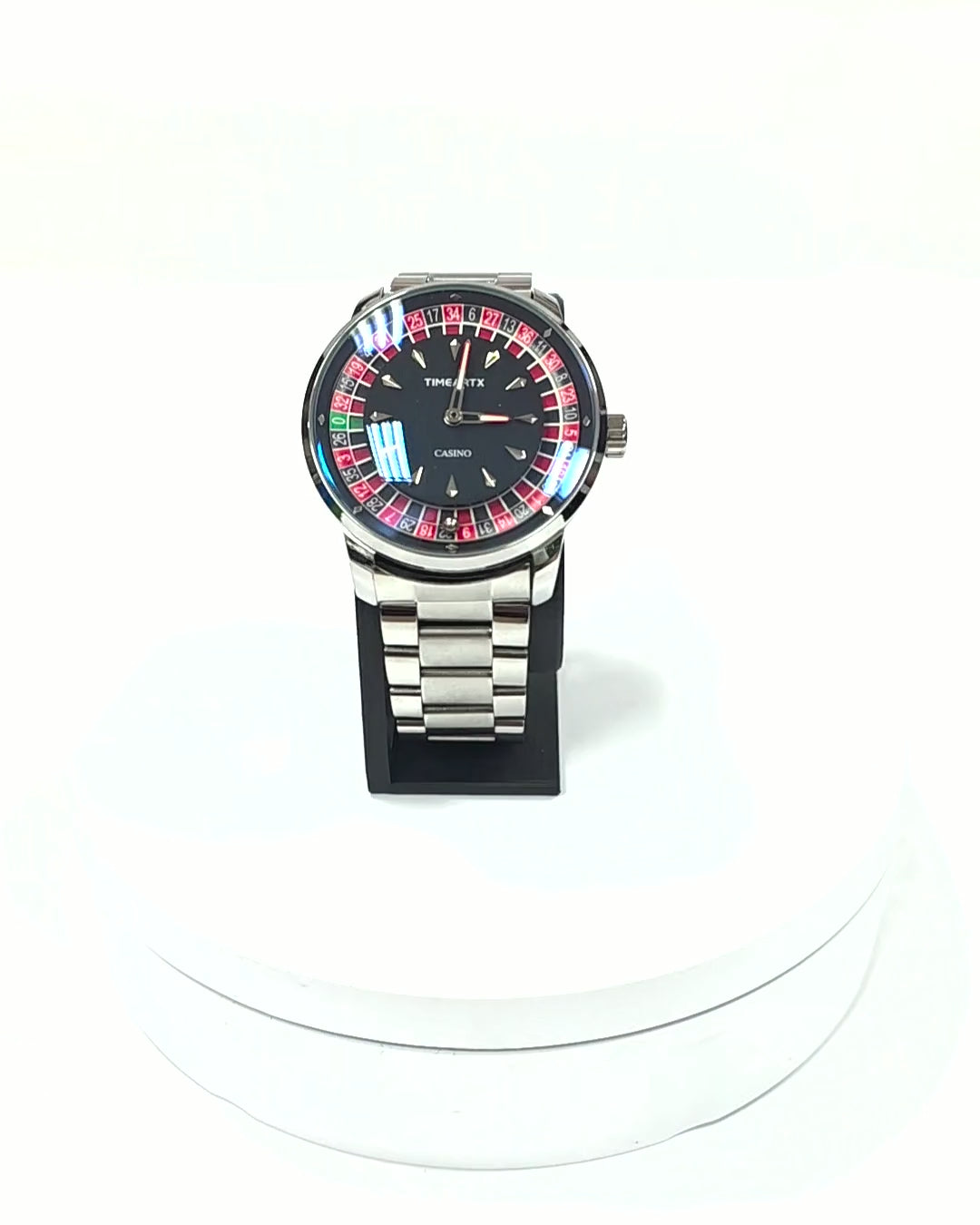 TIMEARTX Roulette Watch Silver Bracelet rotating product view
