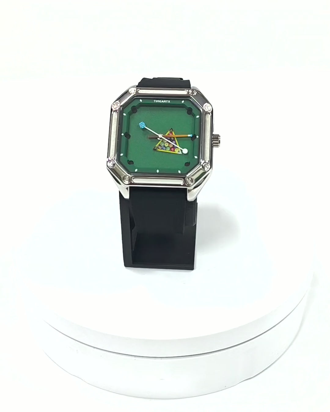 TIMEARTX Pool Table Watch Black Strap rotating product view