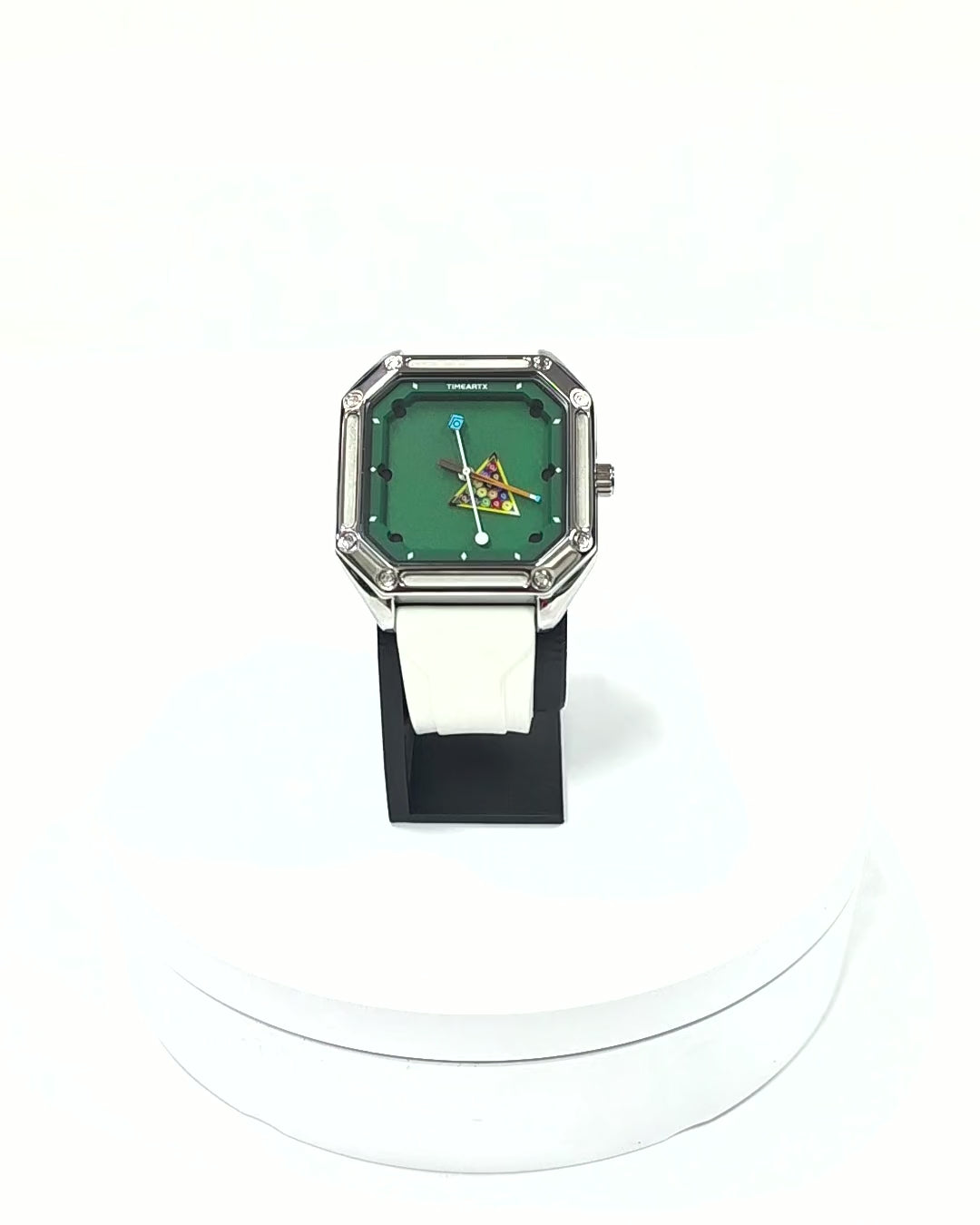 TIMEARTX Pool Table Watch White Strap rotating product view