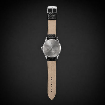 TIMEARTX Roulette Watch black leather strap back view