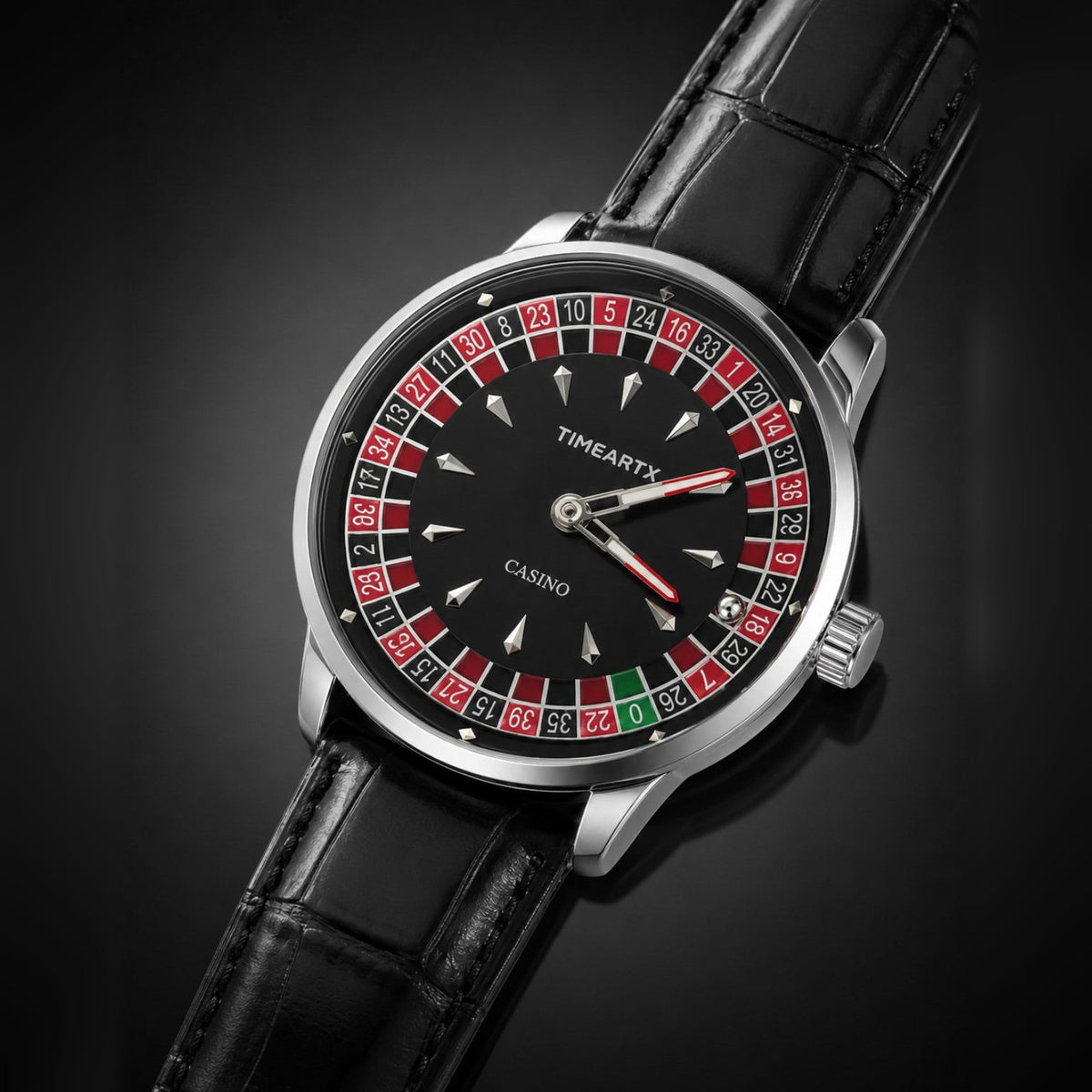 TIMEARTX Roulette Watch Black Leather