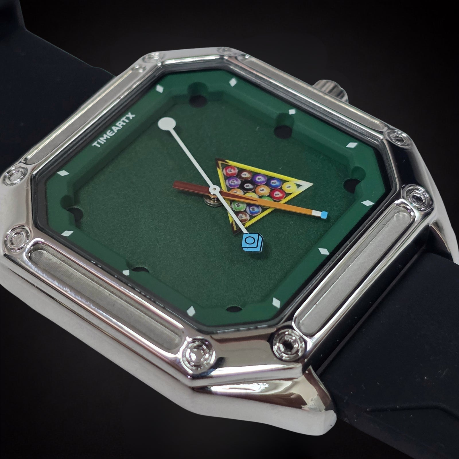 TIMEARTX Pool Table Watch Black Strap dial zoom view