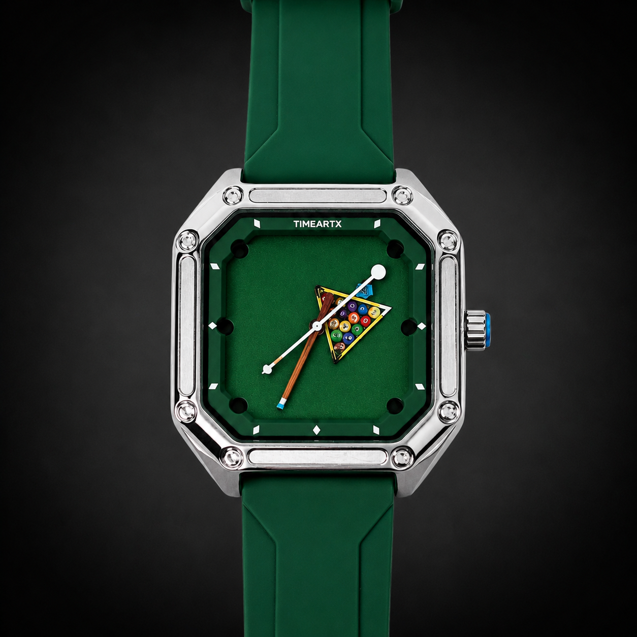 TIMEARTX Pool Table Watch Green dial detail view