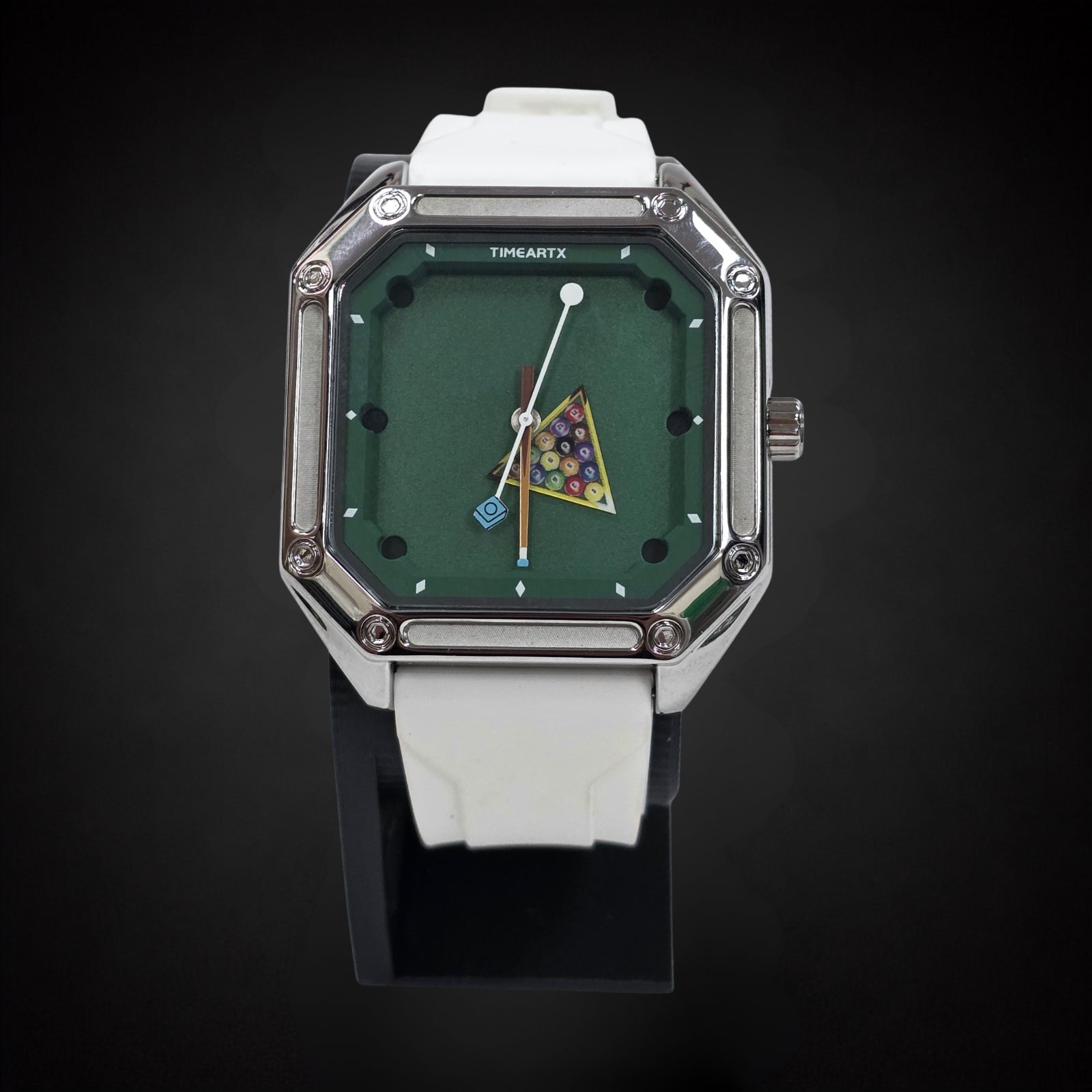 TIMEARTX Pool Table Watch White Strap front view