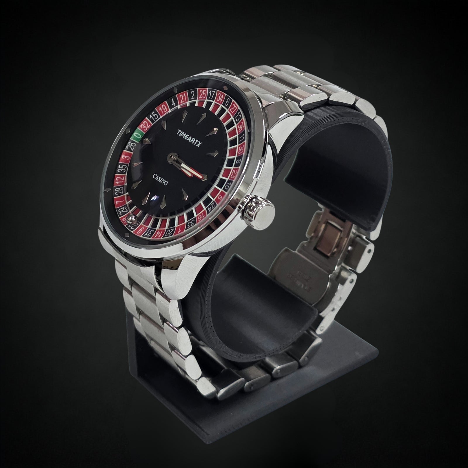 TIMEARTX Roulette Watch Silver Bracelet side view